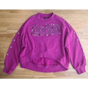 Pinko x Coca-Cola Collab Fuschia Studded Grommet Embroidered Sweatshirt Grunge
